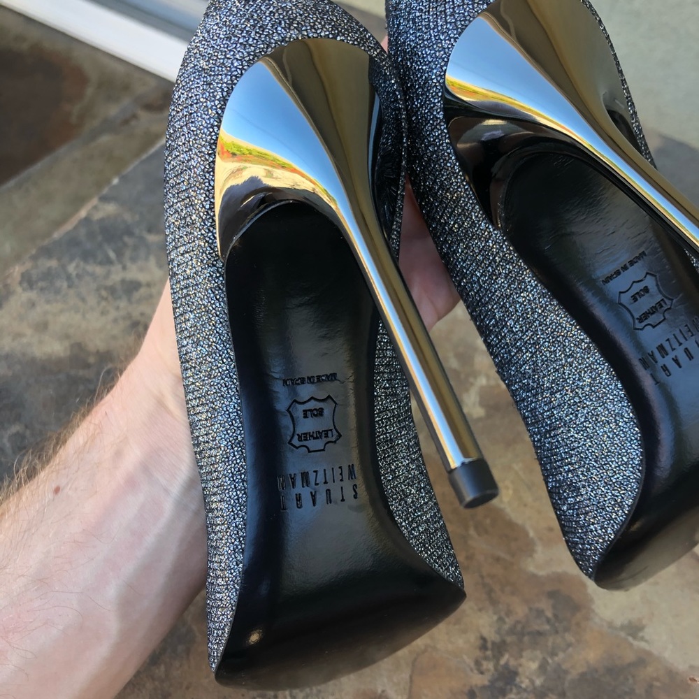 NEW Stuart Weitzman Y2K metallic glitter heels - Picture 4 of 5